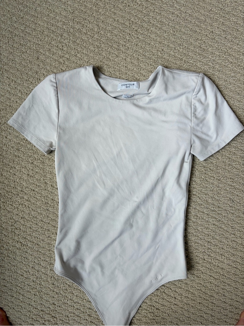 Aritzia Contour Short Sleeve Cream Bodysuit